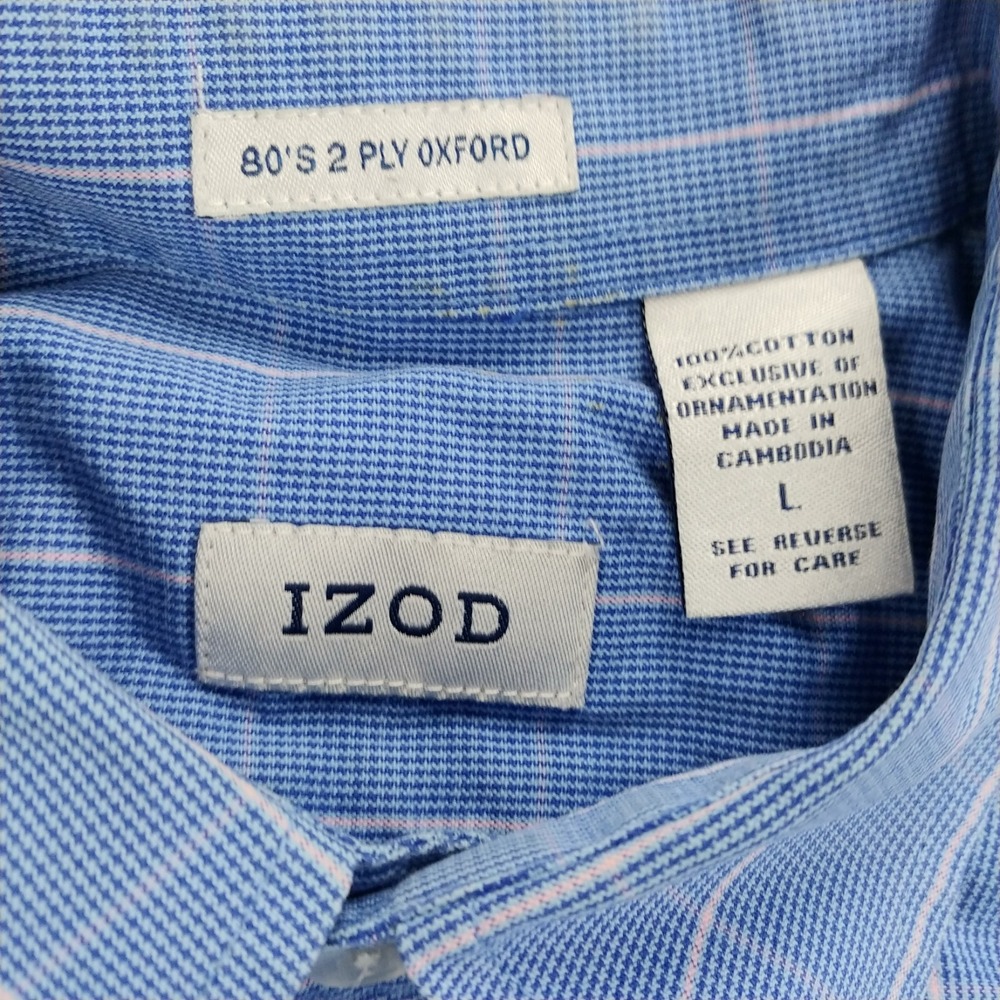 Lot of 3 IZOD Long Sleeve Mens Shirt Button Down Size Large Multicolor Plaid - Picture 7 of 10